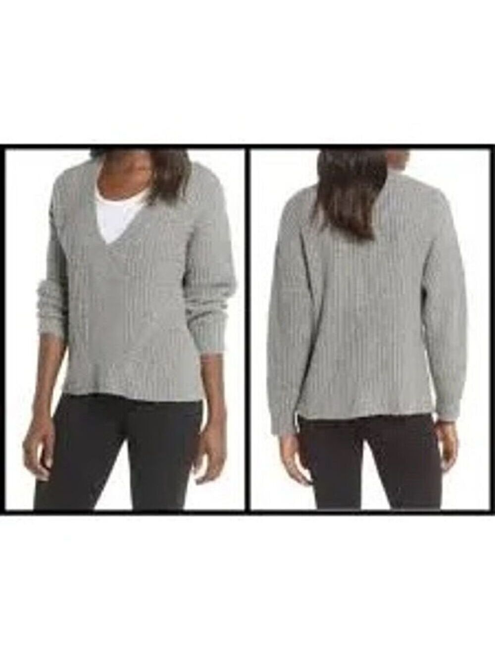UGG Women's V-Neck Cotton Pullover Sweater Gray Heather Size M